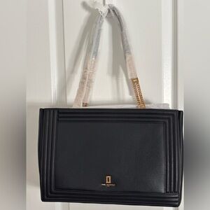 Elegant Karl Lagerfeld Black Leather Shoulder Handbag. Includes Dusty and Papers